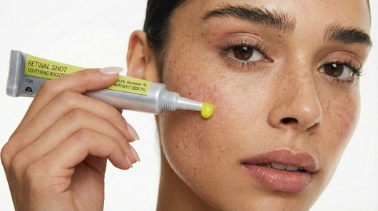 Retinal Shot Straffungsbooster. Die klinisch getestete Formel wirkt 11x schneller als herkömmliches Retinol.